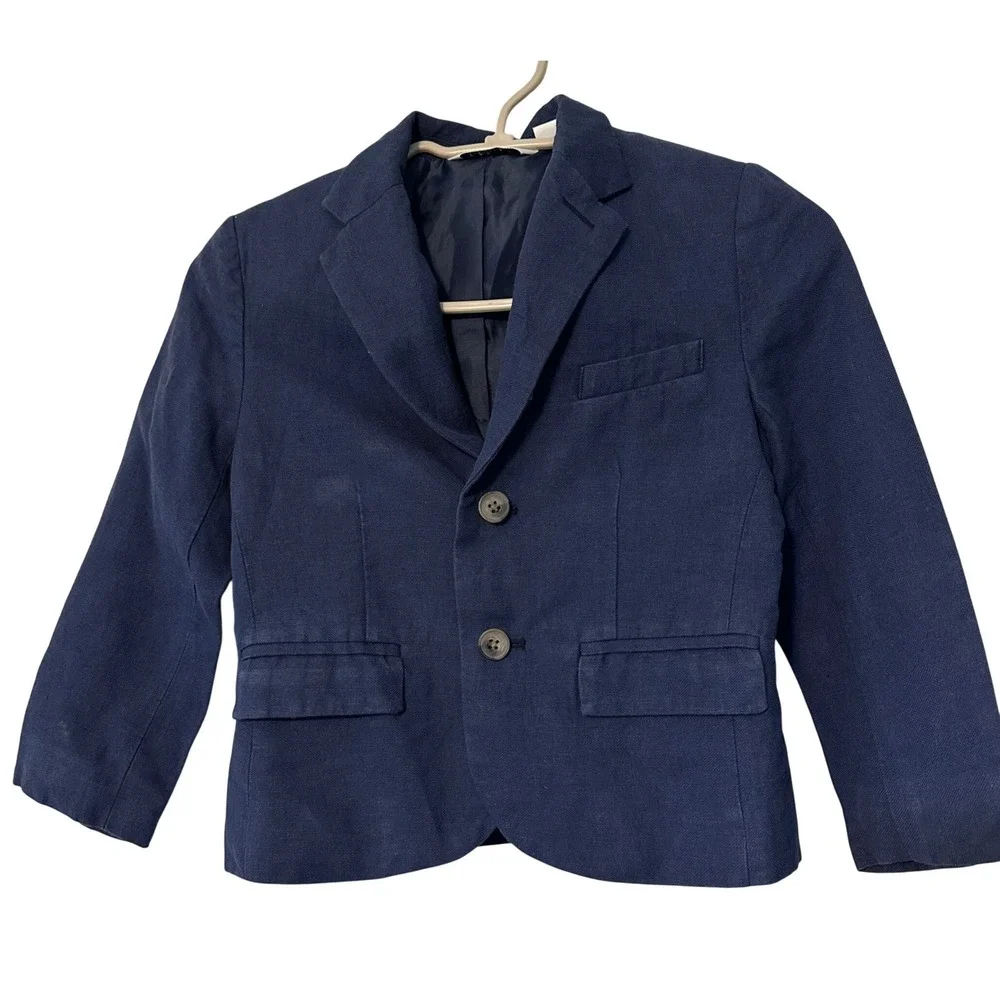 Janie‎ and Jack Kids Navy Linen Special Occasion Blazer Size 4
